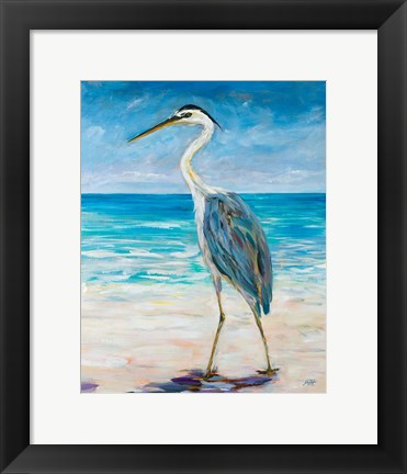 Framed Egret Beach Print
