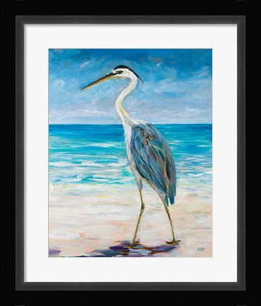 Framed Egret Beach Print