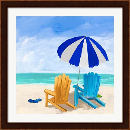 Framed Beach Chairs with Umbrella Print