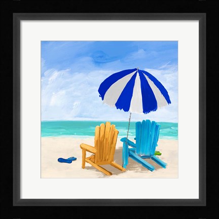 Framed Beach Chairs with Umbrella Print