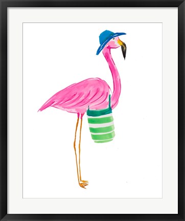 Framed Beach Flamingo II Print