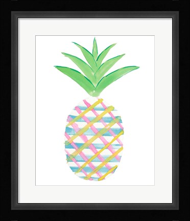 Framed Punched Up Pineapple I Print