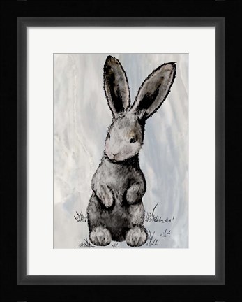 Framed Bunny on Marble III Print