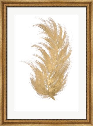 Framed Gold Feather I Print