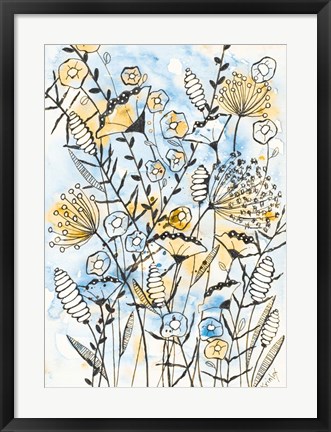 Framed Yellow and Blue Blooms II Print