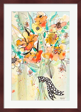 Framed Bursting Wildflower Bouquet Print