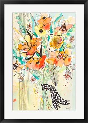 Framed Bursting Wildflower Bouquet Print