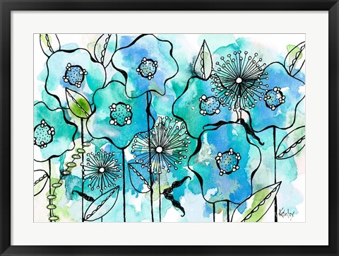 Framed Blue Tone Garden Print
