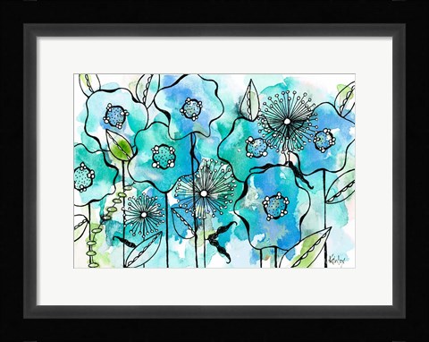 Framed Blue Tone Garden Print
