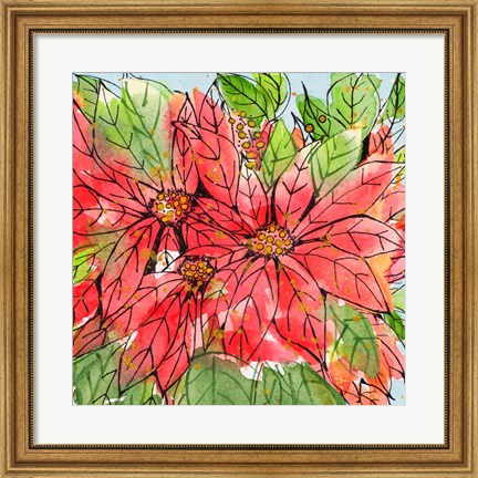 Framed Vibrant Poinsettias II Print