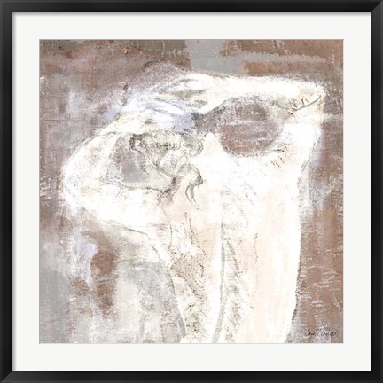 Framed Neutral Figure on Abstract Square I Print