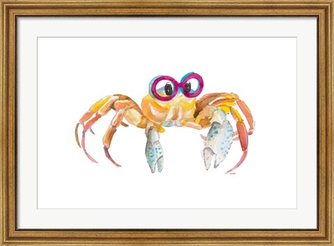Framed Crab With Glasses Print
