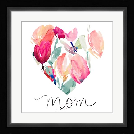 Framed Mom With Tulip Heart Print