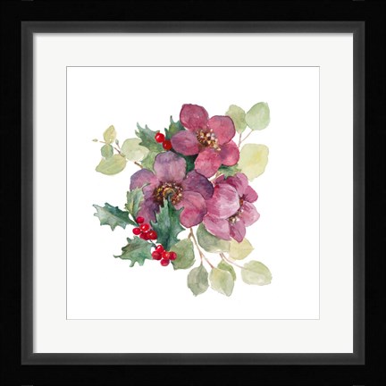 Framed Plum Christmas Flowers Print