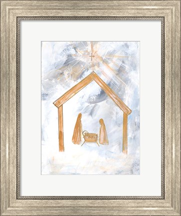 Framed Nativity Silver and Gold Print
