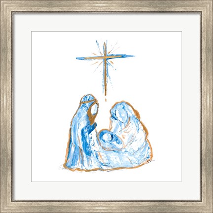 Framed Blue and Gold Nativity I Print