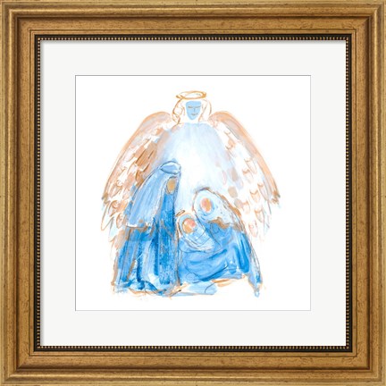 Framed Blue and Gold Nativity II Print