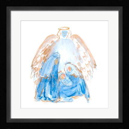 Framed Blue and Gold Nativity II Print