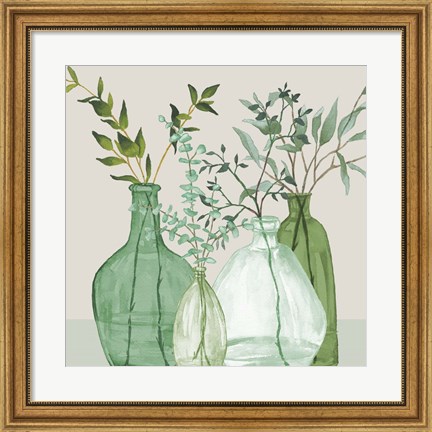 Framed Green Serenity Accents Print