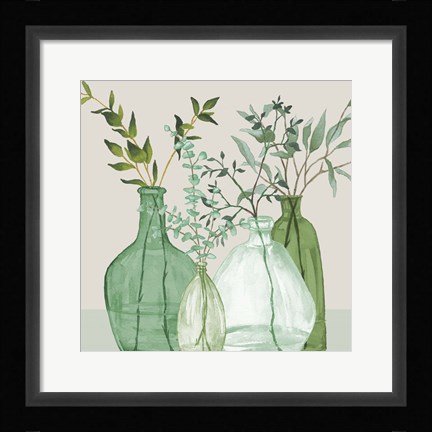 Framed Green Serenity Accents Print