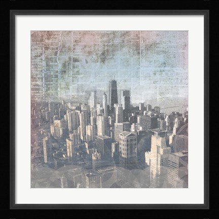 Framed Chicago Skyline II Print