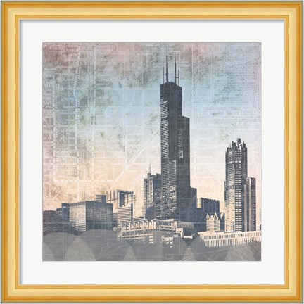 Framed Chicago Skyline I Print