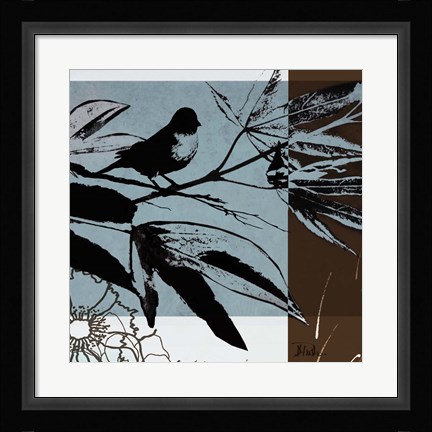 Framed Blue &amp; White Silhouette I Print