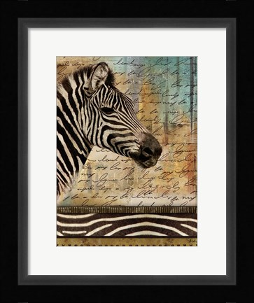 Framed Madagascar Safari with Blue II (Zebra) Print