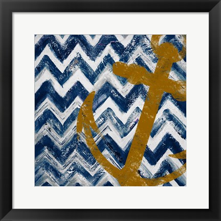 Framed Nautical Chevron I Print