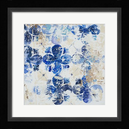 Framed Blue Quatrefoil I Print