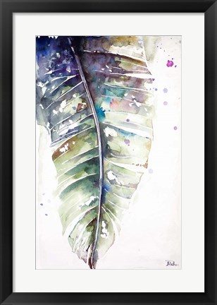 Framed Watercolor Plantain Leaves with Purple I Print