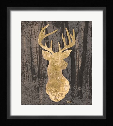 Framed Gold Deer on Black Print