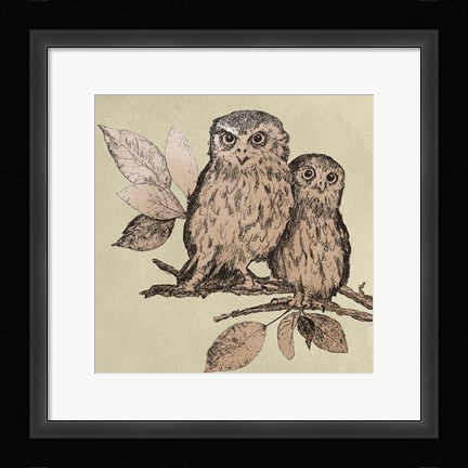 Framed Neutral Little Owls II Print