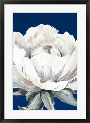 Framed Pretty Bloom On Blue Print
