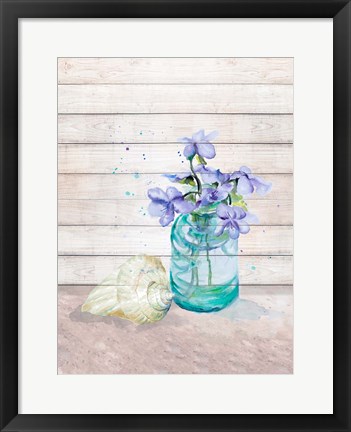 Framed Fresh Flowers And Shells II Print