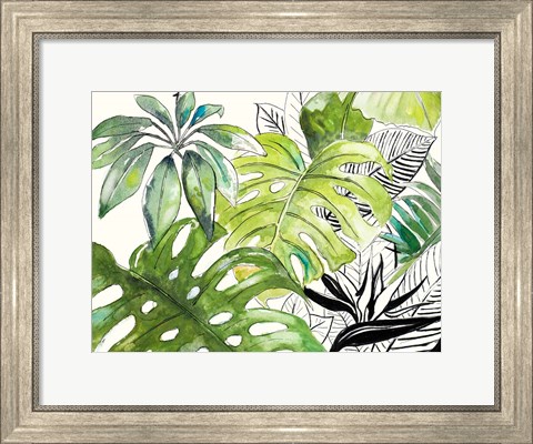 Framed Green Palms Selva I Print