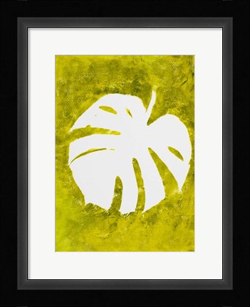 Framed Tropical Leaf Stamp White Print