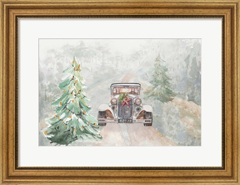 Framed Old Time Road at Christmas Print