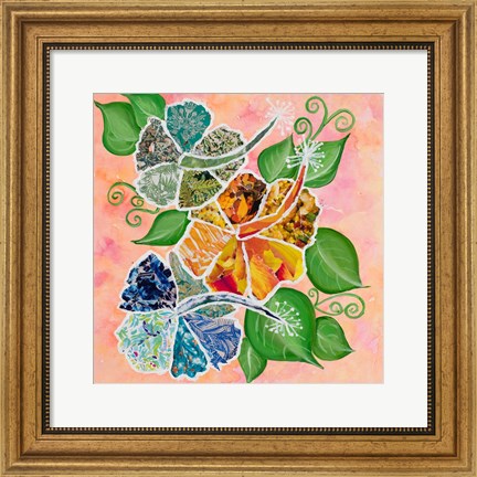 Framed Hibiscus Bouquet Collage Print
