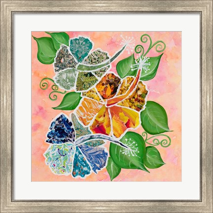 Framed Hibiscus Bouquet Collage Print