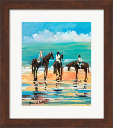 Framed Horses On The Beach Print