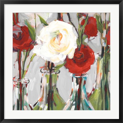 Framed Red Romantic Blossoms II Print