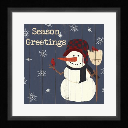 Framed Cardinals And Snowmen II Print