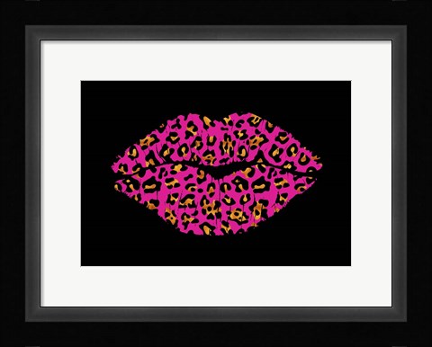 Framed Pink Leopard Lips Print