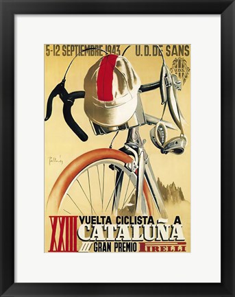 Framed Cataluna Cyclist Gran Premio Race 1943 Print