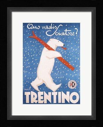 Framed Italian Polar Bear Ski Poster Print