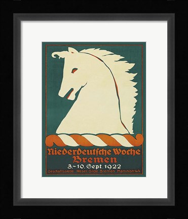 Framed German Horse Racing Print