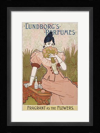 Framed Lundborg's Perfumes 1894 Print