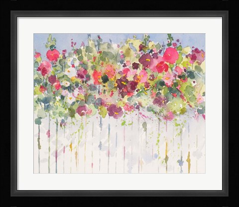 Framed Hollyhocks Over Fence Print