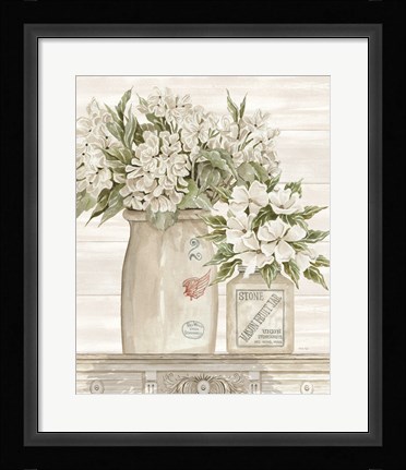 Framed Floral Country Crocks Print